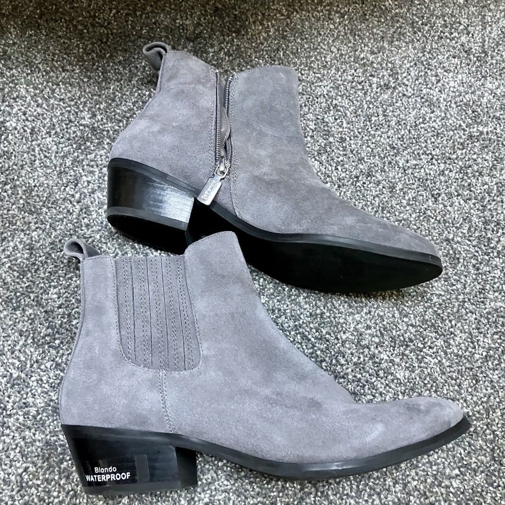Blondo Canada Sz 7M Waterproof Short Ankle Boots Women's Gray Suede